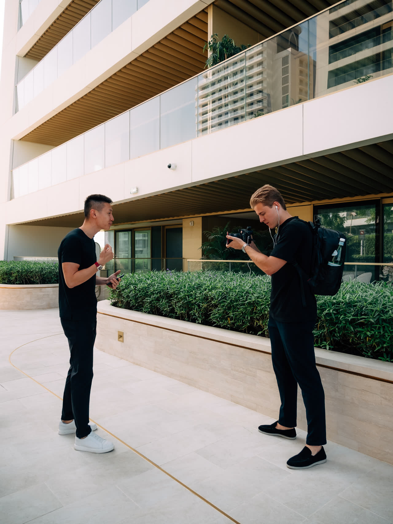 RevScaled team filming a client on location in Dubai